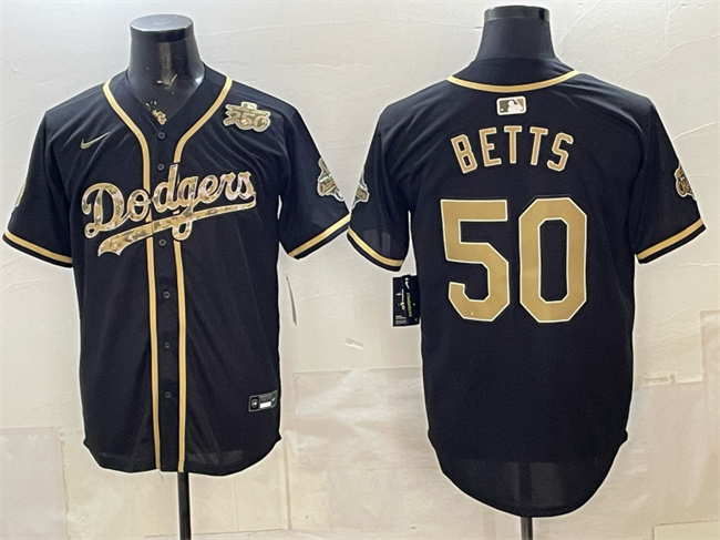 Men's Los Angeles Dodgers #50 Mookie Betts Black Military Appreciation Game Day Stitched Baseball Jersey Men's Los Angeles Dodgers #50 Mookie Betts Black Military Appreciation Game Day Stitched Baseball Jersey
