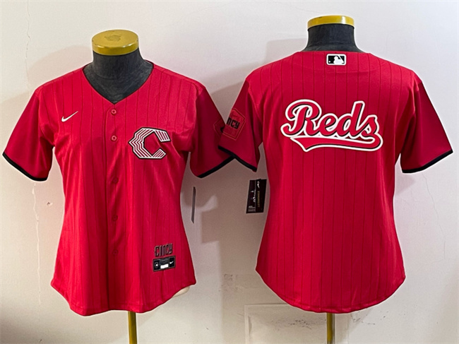 Women's Cincinnati Reds Team Big Logo Red 2026 City Connect Stadium Stitched Baseball Jersey(Run Small)