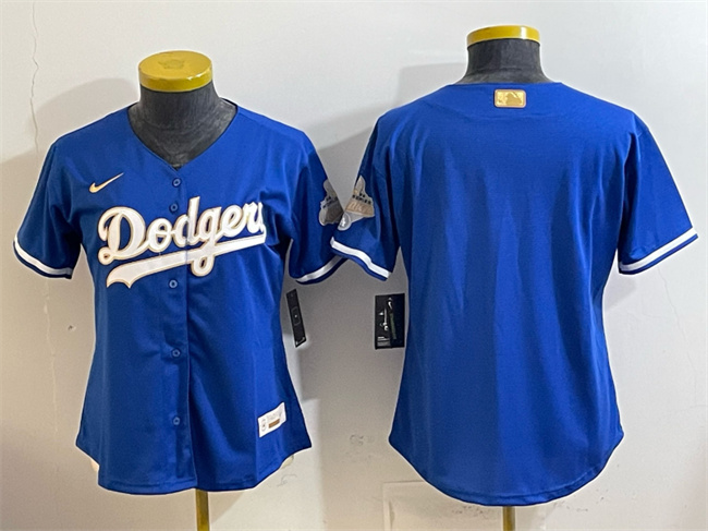 Women's Los Angeles Dodgers Blank Royal 2026 Alternate Gold Collection Stadium Stitched Baseball Jersey(Run Small) Women's Los Angeles Dodgers Blank Royal 2026 Alternate Gold Collection Stadium Stitched Baseball Jersey(Run Small)