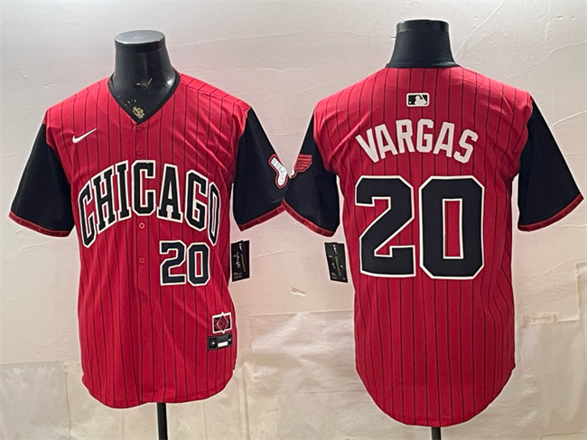 Men's Chicago White Sox #20 Miguel Vargas Red/Black 2025 City Connect Limited Stitched Baseball Jersey