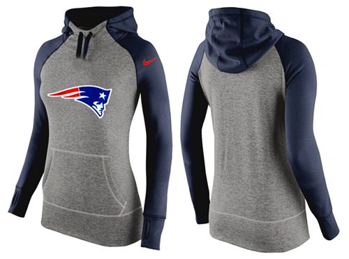 Women's Nike New England Patriots Performance Hoodie Grey & Dark Blue_2 Women's Nike New England Patriots Performance Hoodie Grey & Dark Blue_2
