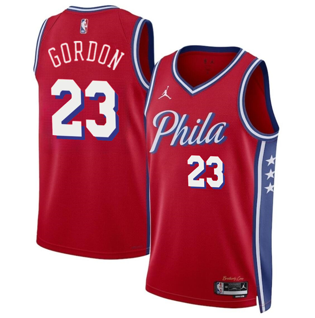 Men's Philadelphia 76ers #23 Eric Gordon Red Statement Edition Stitched Jersey Men's Philadelphia 76ers #23 Eric Gordon Red Statement Edition Stitched Jersey