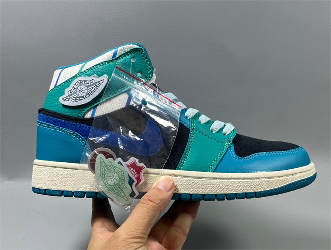 Men's Running Weapon Air Jordan 1 Black/Blue/Aqua Shoes 0720