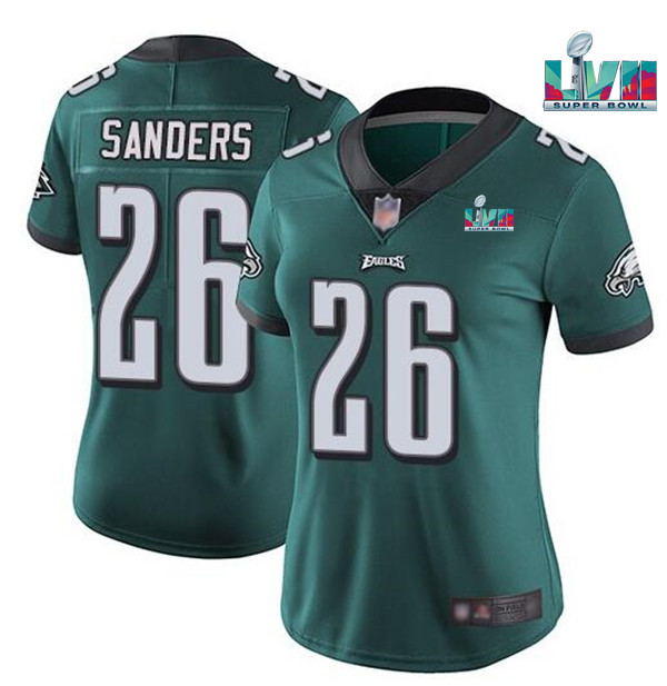Women's Philadelphia Eagles #26 Miles Sanders Green Super Bolw LVII Patch Vapor Untouchable Limited Stitched Football Jersey(Run Small) Women's Philadelphia Eagles #26 Miles Sanders Green Super Bolw LVII Patch Vapor Untouchable Limited Stitched Football Jersey(Run Small)