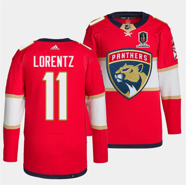 Men's Florida Panthers #11 Steven Lorentz Red Home 2024 Stanley Cup Champions Stitched Jersey Men's Florida Panthers #11 Steven Lorentz Red Home 2024 Stanley Cup Champions Stitched Jersey