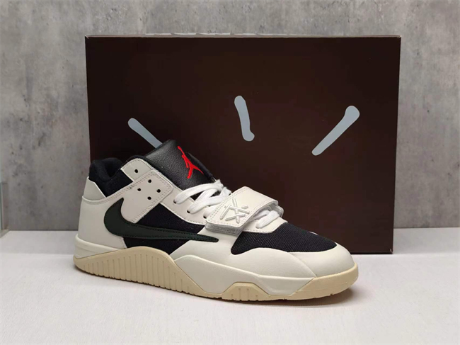 Men's Running Weapon Travis Scott x Jordan Jumpman Jack White/Black Shoes 0643