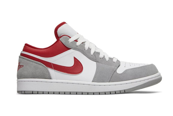 Men's Running Weapon Air Jordan 1 Low Grey Red Shoes 0264 Men's Running Weapon Air Jordan 1 Low Grey Red Shoes 0264